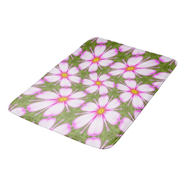 Cosmos Flowers Pattern Bath Mat (Angled)