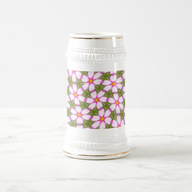 Cosmos Flowers Pattern Beer Stein (Center)