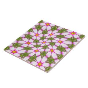 Cosmos Flowers Pattern Ceramic Tile