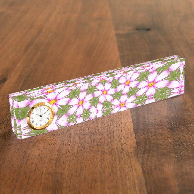 Cosmos Flowers Pattern Desk Name Plate (Side)