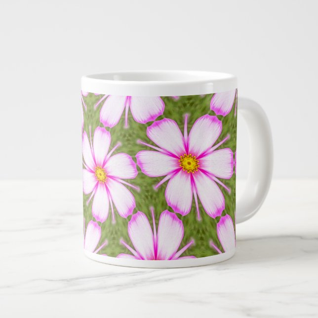 Cosmos Flowers Pattern Giant Coffee Mug (Front Right)