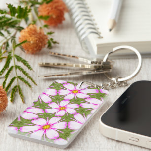 Cosmos Flowers Pattern Keychain