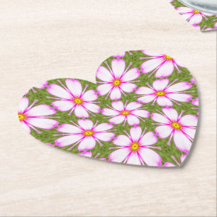 Cosmos Flowers Pattern Paper Coaster
