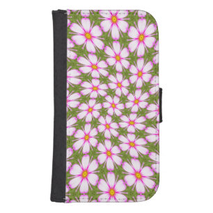 Cosmos Flowers Pattern Galaxy S4 Wallet Case