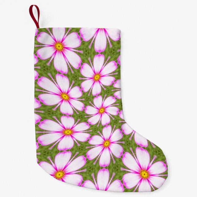 Cosmos Flowers Pattern Small Christmas Stocking (Front)