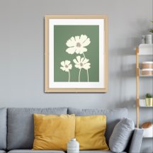 Cosmos Flowers Silhouettes Modern Floral Wall