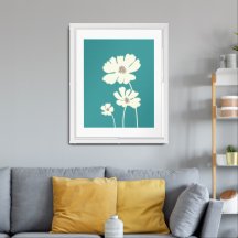Cosmos Flowers Silhouettes Modern Floral Wall