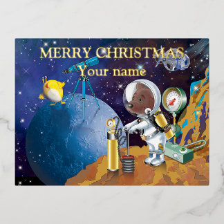 cosmos foil holiday postcard