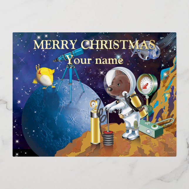 cosmos foil holiday postcard (Front)