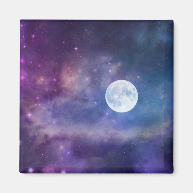 Cosmos, full moon and twinkling stars, magnet (Front)