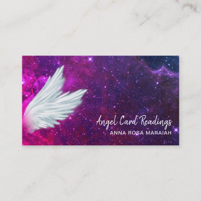 *~*  Cosmos  Galaxy  Angel Wings Stars Universe Business Card (Front)