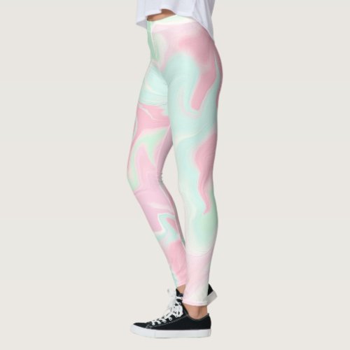 cosmos galaxy pink green cloud pattern leggings