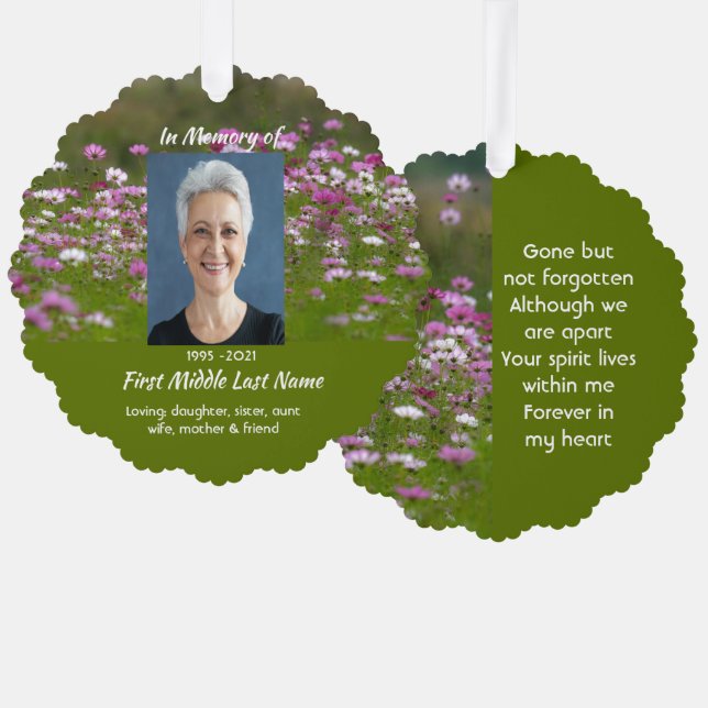 Cosmos Garden Flowers Memorial Keepsake  Ornament Card (Front/Back)