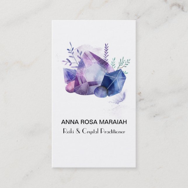 * Cosmos Gemstone Watercolor Universe Crystal Gem Business Card (Front)
