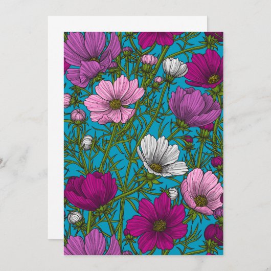 Cosmos mix on blue (Front/Back)