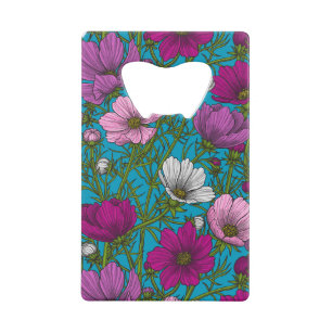 Cosmos mix on blue credit card bottle opener