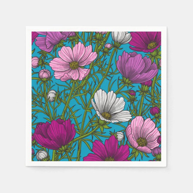 Cosmos mix on blue napkins (Front)