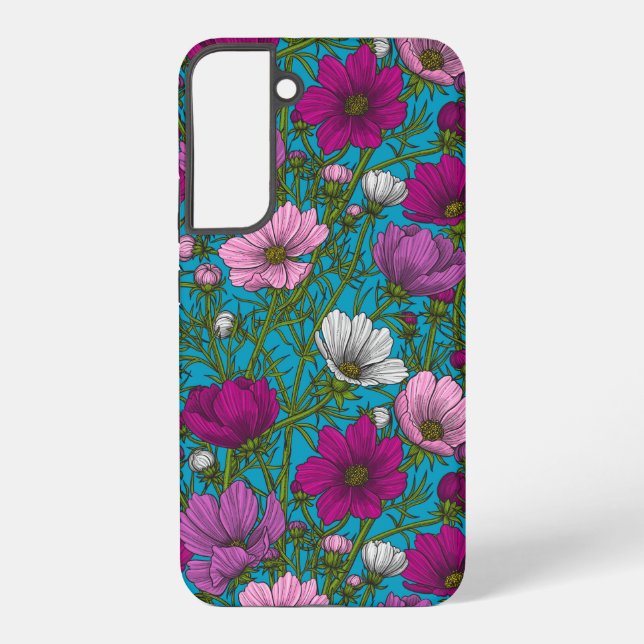 Cosmos mix on blue samsung galaxy case (Back)