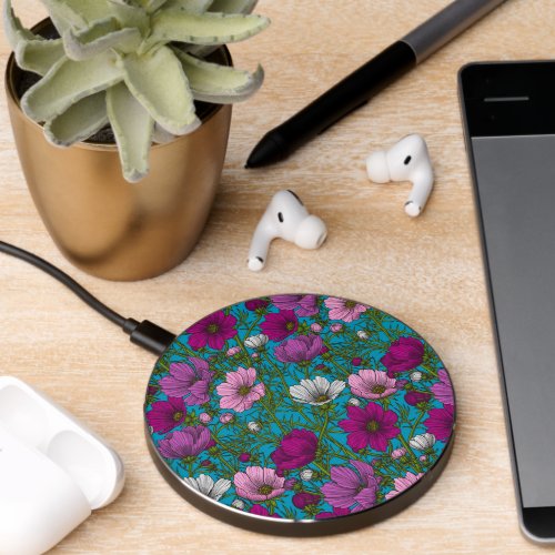 Cosmos mix on blue wireless charger 