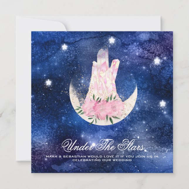 *~* COSMOS MOON CRYSTAL Website RSVP AR14 Wedding Invitation (Front)