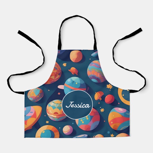 Cosmos Mosaic Colorful Personalized Pattern Apron (Front)