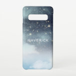 Cosmos Night Sky Celestial Stars Dark Blue  Samsung Galaxy S10 Case<br><div class="desc">A gorgeous night sky pattern. The clouds give it a celestial or cosmic vibe. Bright stars twinkle. Your name is written in the center in a simple modern trendy font</div>