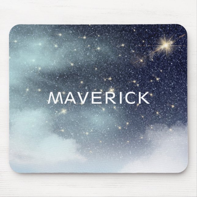 Cosmos Night Sky Stars Dark Blue Personalized Mouse Pad (Front)