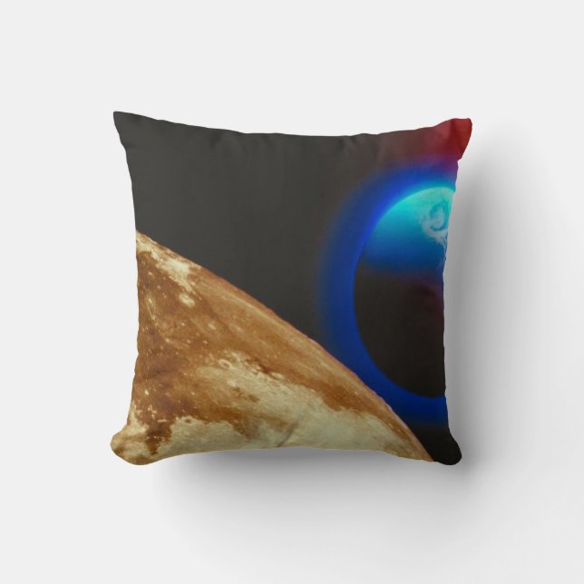 Cosmos Planet and Moon Throw Pillow (Front)