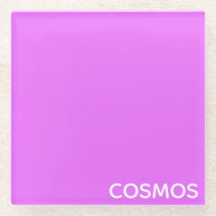 Cosmos purple color name glass coaster