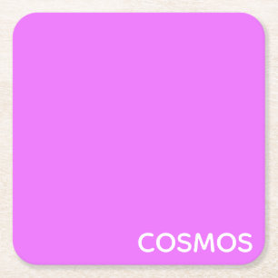 Cosmos purple color name square paper coaster