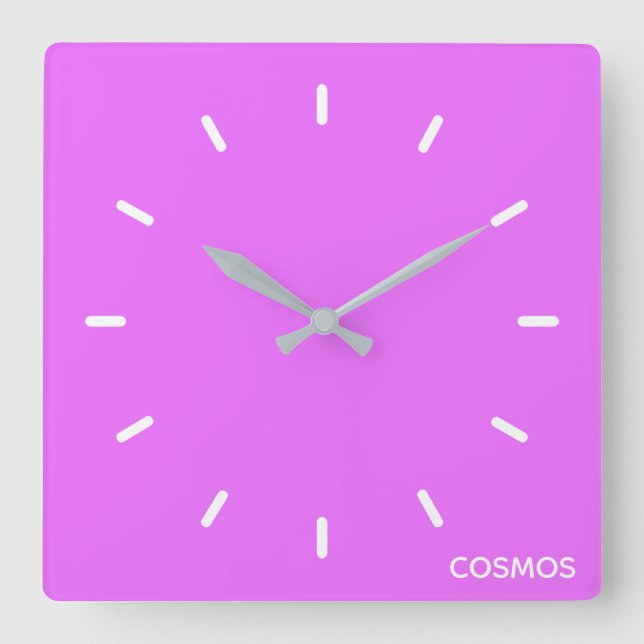 Cosmos purple color name square wall clock (Front)