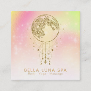 ~ Cosmos Rainbow Stars Lunar Gold Moon Square Business Card