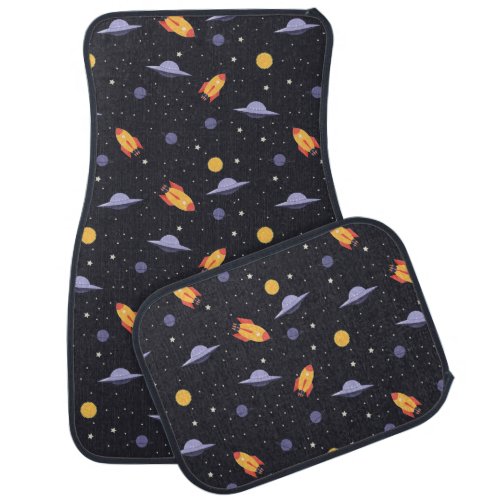 Cosmos Rockets Spaceships Ufos Planets Stars Car Floor Mat