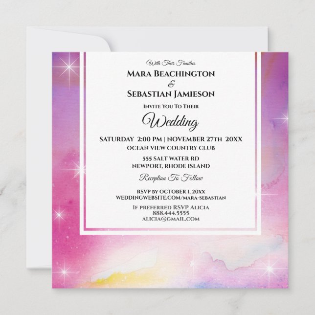 *~* Cosmos RSVP Website Nebula Celestial Wedding Invitation (Front)