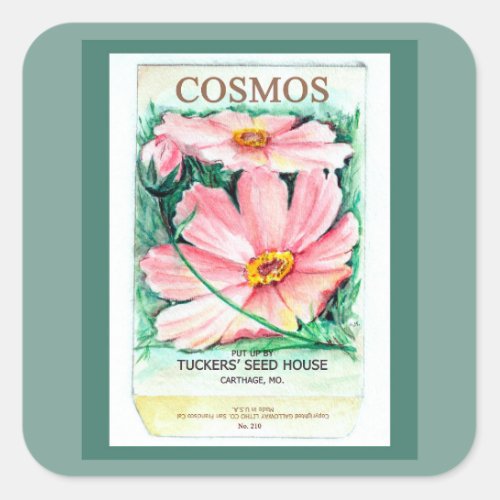 Cosmos Seed Packet   Square Sticker