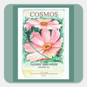 Cosmos Seed Packet Square Sticker
