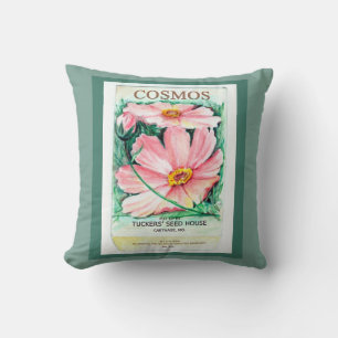 Cosmos Seed Packet Throw Pillow