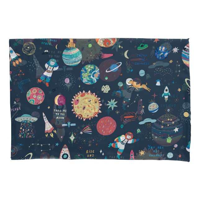 Cosmos Space: Hand Drawn Pillow Case (Front)