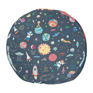 Cosmos Space: Hand Drawn Pouf