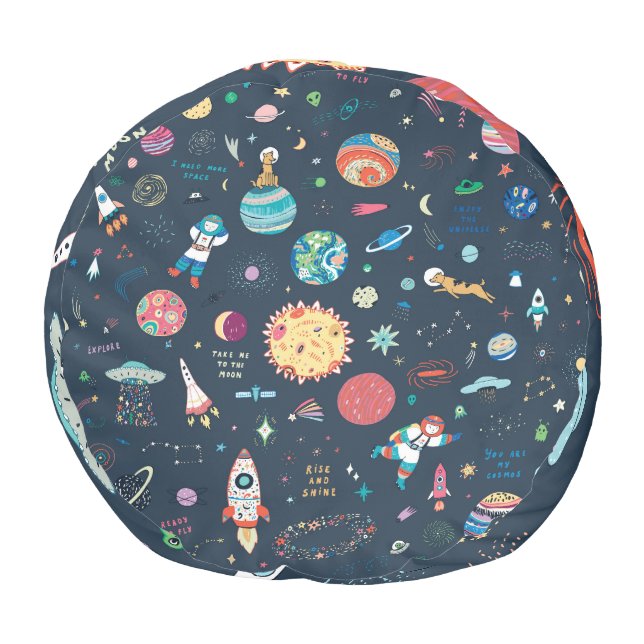 Cosmos Space: Hand Drawn Pouf (Bottom)