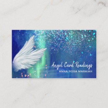 *~* Cosmos Stars Galaxy Angel Wing Blue Universe Business Card by AnnaRosaEnergyArtist at Zazzle