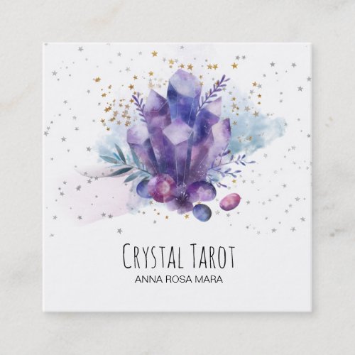   Cosmos Stars Universe Crystals Tarot Psychic Square Business Card