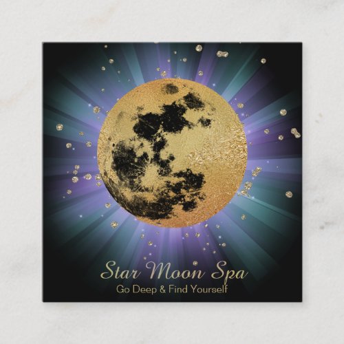  Cosmos Universe Stars Luna Moon Beams Square Business Card