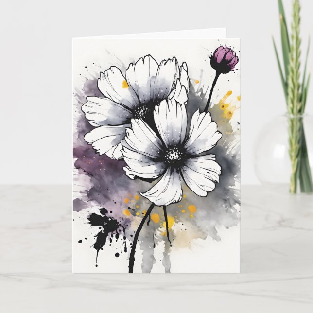 Cosmos - Watercolor flowers Card (Front)