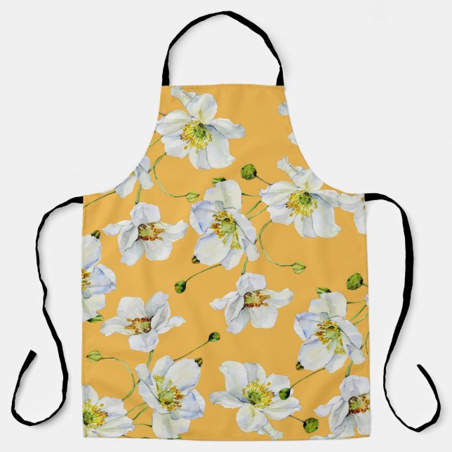 Cosmos, watercolor, seamless, floral pattern. apron (Front)