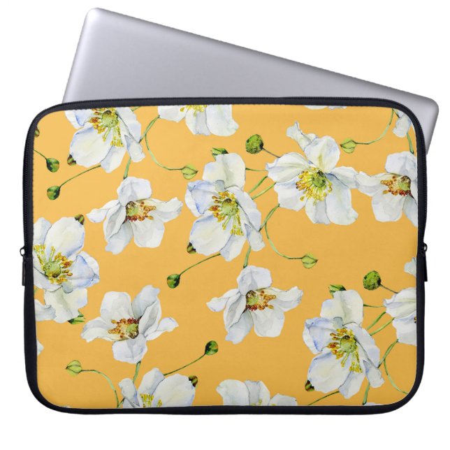 Cosmos, watercolor, seamless, floral pattern. laptop sleeve (Front)