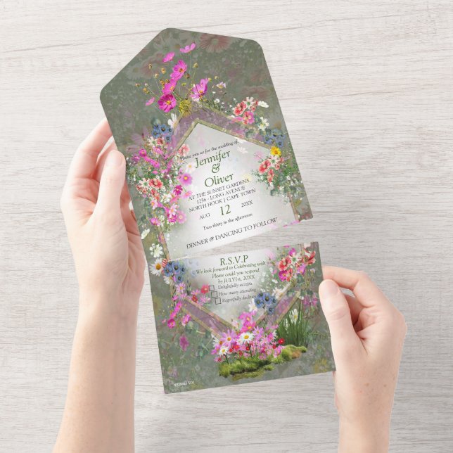 Cosmos Wilderness Wild-Flowers All In One Invitation (Tearaway)
