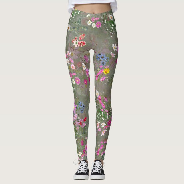 Cosmos Wilderness Wild-Flowers Leggings (Front)