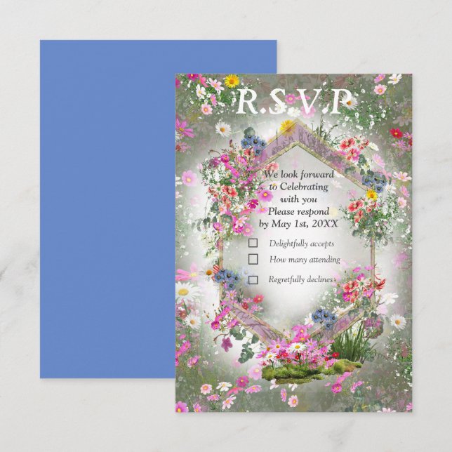 Cosmos Wilderness Wild-Flowers RSVP Card (Front/Back)