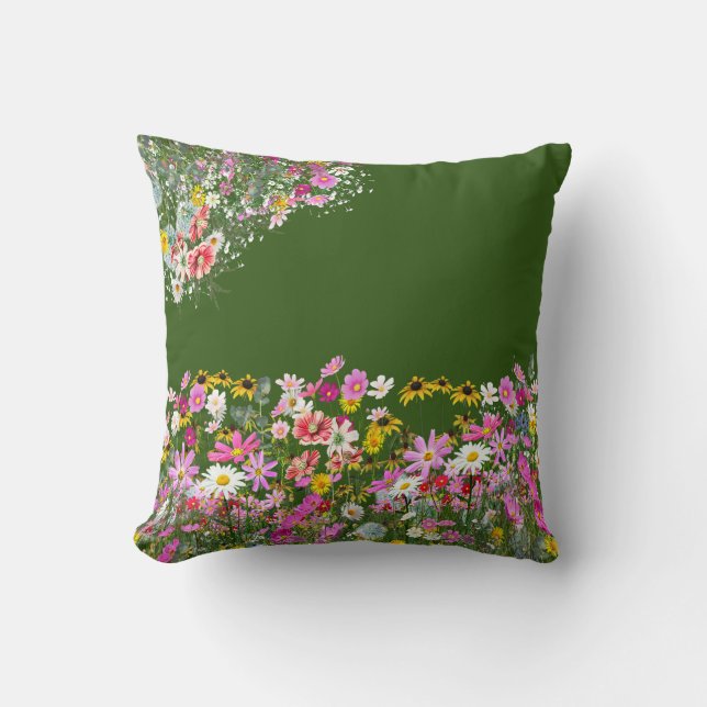 Cosmos Wilderness Wild-Flowers Throw Pillow (Front)